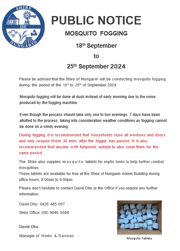 Public Notice - Mosquito Fogging