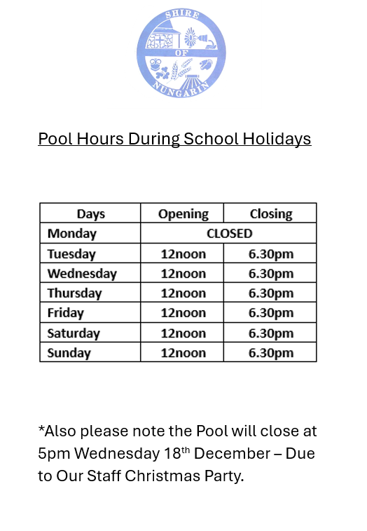 Pool Hours During School Holidays