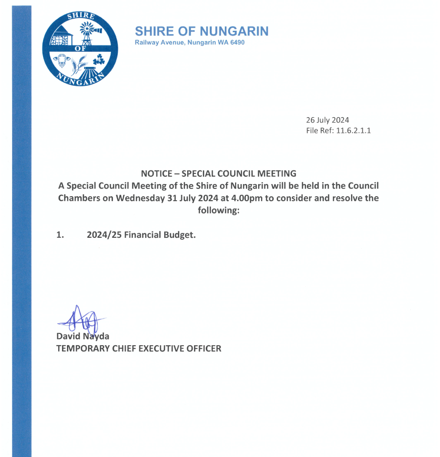 Notice of Special Council Meeting!!