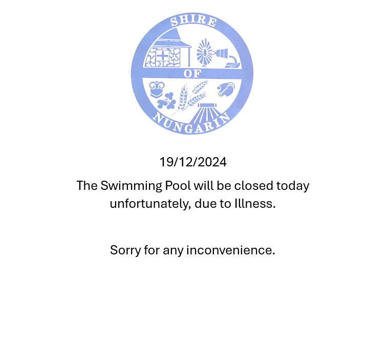 Swimming Pool Closed Today 19/12/2024